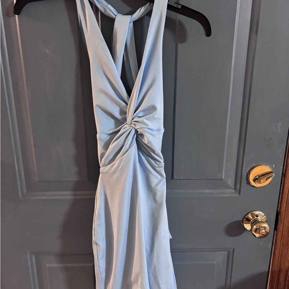Lucy in the Sky Light Blue Backless Dress